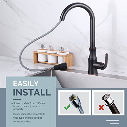 Pull Down Faucet Spray Head, Angle Simple Kitchen Sink Faucet Sprayer Nozzle Head Pull Out Hose Sprayer Replacement Part Faucet Head Kitchen Tap Sprayer Spout, Oil Rubbed Bronze