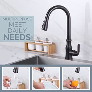 Pull Down Faucet Spray Head, Angle Simple Kitchen Sink Faucet Sprayer Nozzle Head Pull Out Hose Sprayer Replacement Part Faucet Head Kitchen Tap Sprayer Spout, Oil Rubbed Bronze