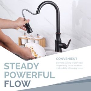 Pull Down Faucet Spray Head, Angle Simple Kitchen Sink Faucet Sprayer Nozzle Head Pull Out Hose Sprayer Replacement Part Faucet Head Kitchen Tap Sprayer Spout, Oil Rubbed Bronze