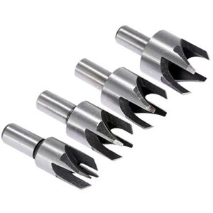 Ginode 8 pcs 5/8" 1/2" 3/8" 1/4" Wood Plug Cutter Tool Drill Bits Set + 6PCS 1/4'' Hex Shank HSS 5 Flute Countersink Drill Bit Set (14pcs)