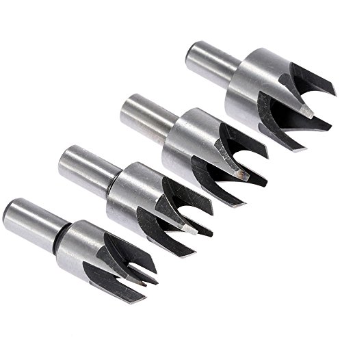 Ginode 8 pcs 5/8" 1/2" 3/8" 1/4" Wood Plug Cutter Tool Drill Bits Set + 6PCS 1/4'' Hex Shank HSS 5 Flute Countersink Drill Bit Set (14pcs)