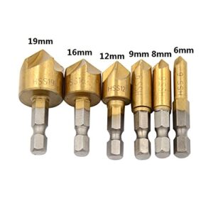 Ginode 8 pcs 5/8" 1/2" 3/8" 1/4" Wood Plug Cutter Tool Drill Bits Set + 6PCS 1/4'' Hex Shank HSS 5 Flute Countersink Drill Bit Set (14pcs)