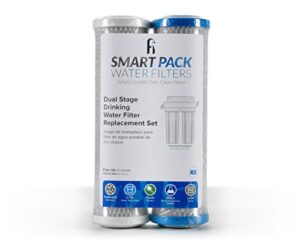 dual stage drinking water replacement filter set, standard 10", filters sediment, voc, mercury, lead, cysts