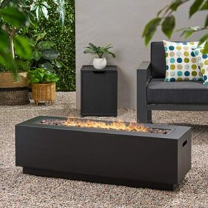 Christopher Knight Home Wellington Outdoor Iron Rectangular Fire Pit - 50,000 BTU, Dark Grey