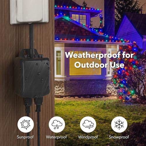 BN-LINK Compact Outdoor Mechanical 24 Hour Programmable Dual Outlet Timer - Plugin timer, Waterproof, Heavy Duty