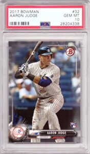 2017 bowman baseball #32 aaron judge rookie card graded psa 10 gem mint y