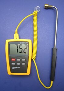 digital k-type thermocouple thermometer with angled high temperature surface probe sensor