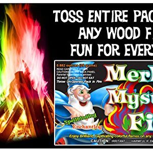 Mystical Fire Merlin’s Fire Colorant Vibrant Long-Lasting Pulsating Flame Color Changer for Indoor or Outdoor Use 0.882 oz Packets 25 Count Box