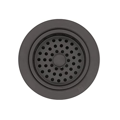 Westbrass D2165-62 Post Style Large Kitchen Basket Strainer with Waste Disposal Flange and Stopper, Matte Black