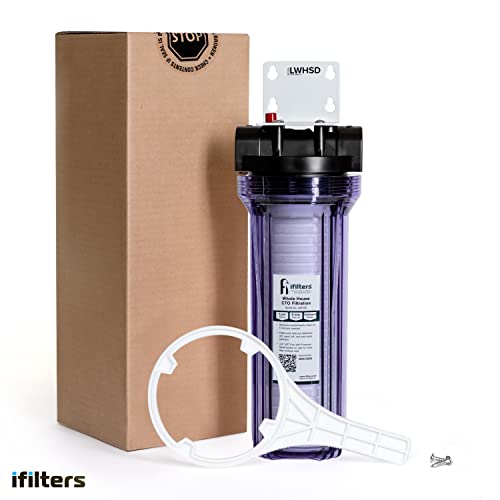 iFilters Whole House Sediment Filter System for Dirt, Sand, Silt, Rust and Scale - Clear Housing - 3/4" Ports - Pressure Relief Button