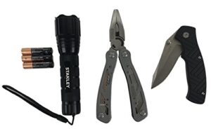 stanley 12 in 1 multi tool folding pocket knife 150 lumens led light set stht 81502, black