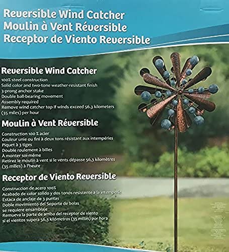 Reversible Extra Large Wind Spinner Catcher 23" Wide, 83" High Weather Resistant Finish