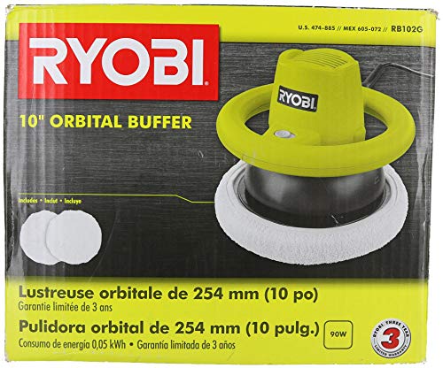 Ryobi RB102G 0.75 Amp 3200 OPM Orbital Buffer w/ 6 Foot Cord and 2 Included Buffing Pads