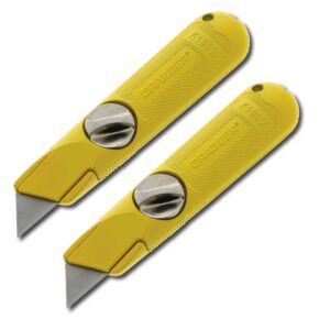 Grabber All-Metal Fixed-Blade Utility Drywall Knife - Easy Change Blade, Non-Retractable (2-Pack)