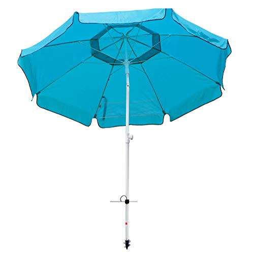 Abba Patio 7ft Beach Umbrella with Sand Anchor, Push Button Tilt and Carry Bag, UV 50+ Protection Windproof Portable Patio Umbrella for Garden Beach Outdoor, Teal Blue