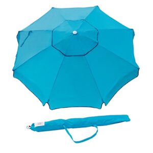 Abba Patio 7ft Beach Umbrella with Sand Anchor, Push Button Tilt and Carry Bag, UV 50+ Protection Windproof Portable Patio Umbrella for Garden Beach Outdoor, Teal Blue