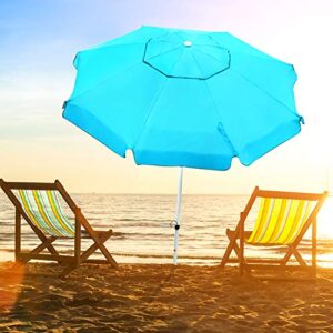 Abba Patio 7ft Beach Umbrella with Sand Anchor, Push Button Tilt and Carry Bag, UV 50+ Protection Windproof Portable Patio Umbrella for Garden Beach Outdoor, Teal Blue