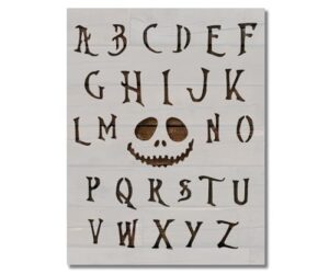 nightmare before christmas font alphabet stencil template reusable for painting on walls, wood, arts and crafts (283) - 8.5 x 11 inches