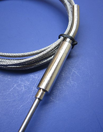 K-Type Thermocouple Sensor with High Temperature Stainless Steel Pointed Insertion Probe, 932 F or 500 C, with Stainless Steel Braided Cable