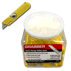 grabber all-metal fixed-blade utility drywall knife - easy change blade, non-retractable (20-count jar)