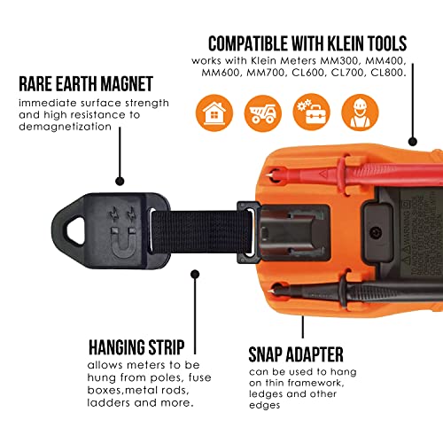 Rare Earth Magnet Multimeter Hanging Strap Kit Works with Klein Tools Meters MM300, MM400, MM600, MM700, CL600, CL700, CL800, CL900