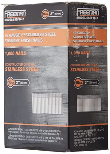 Freeman SSSF16-2 16 Gauge 2" Stainless Steel Straight Finish Nails (1, 000Count)