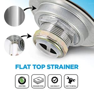 Highcraft 97I3 Flat Stainless Steel RV Mobile Shower Strainer-Drain Assembly for Kitchen or Laundry Sinks, Large