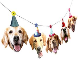 golden retriever garland, dog birthday party banner decoration, made in usa, best quality