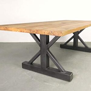 Metal Table Legs,Trestle Table Style,Raw Clear Coated,Industrial Finish,Custom Sizes,Handmade In U.S.