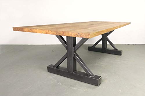 Metal Table Legs,Trestle Table Style,Raw Clear Coated,Industrial Finish,Custom Sizes,Handmade In U.S.