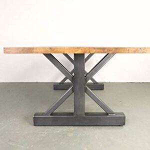 Metal Table Legs,Trestle Table Style,Raw Clear Coated,Industrial Finish,Custom Sizes,Handmade In U.S.