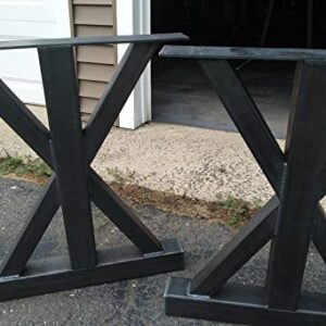 Metal Table Legs,Trestle Table Style,Raw Clear Coated,Industrial Finish,Custom Sizes,Handmade In U.S.