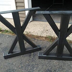 Metal Table Legs,Trestle Table Style,Raw Clear Coated,Industrial Finish,Custom Sizes,Handmade In U.S.