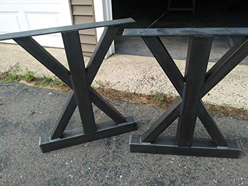 Metal Table Legs,Trestle Table Style,Raw Clear Coated,Industrial Finish,Custom Sizes,Handmade In U.S.