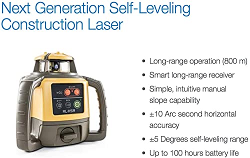 Topcon RL-H5A Self Leveling Horizontal Rotary Laser with Bonus EDEN Field Book, IP66 Rating Drop, Dust, Water Resistant, 800m Construction Laser, Includes LS-80L Receiver, Detector Holder, Soft Case