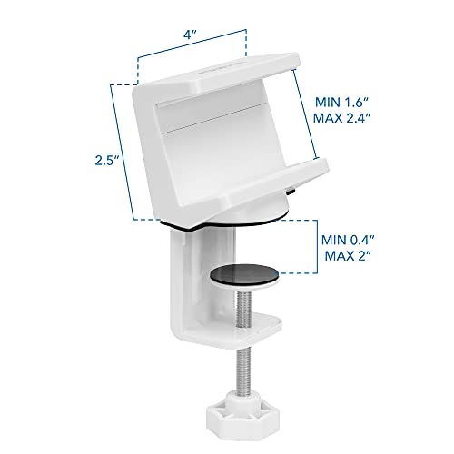 Mount-It! Power Strip Holder Clamp Desk Mount with Included Surge Protector | White Desktop Power Outlet with 3 USB Ports and 3 AC Power Outlets | Adjustable Power Strip Clamp Mount