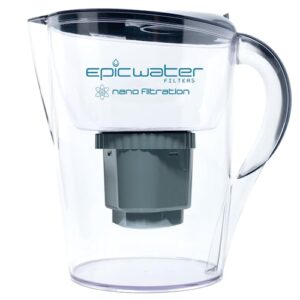 epic water filters nano | water filter pitchers for drinking water | 10 cup | 150 gallon filter | gravity water filter | removes virus, bacteria, chlorine | water purifier (navy blue)