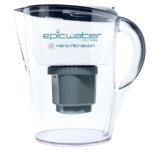 Epic Water Filters Nano | Water Filter Pitchers for Drinking Water | 10 Cup | 150 Gallon Filter | Gravity Water Filter | Removes Virus, Bacteria, Chlorine | Water Purifier (Navy Blue)