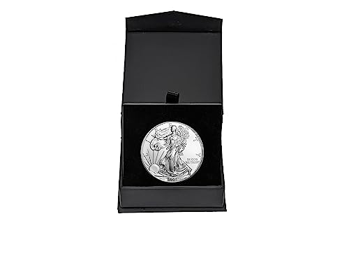 2002 - U.S. Silver Eagle in Plastic Air Tite in Magnet Close Black Gift Box - Gem Brilliant Uncirculated Dollar US Mint Uncirculated