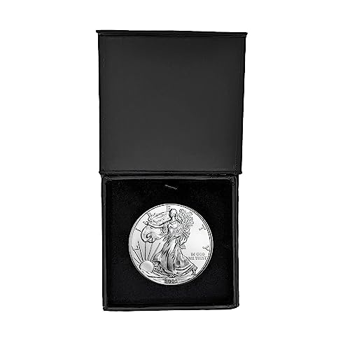 2002 - U.S. Silver Eagle in Plastic Air Tite in Magnet Close Black Gift Box - Gem Brilliant Uncirculated Dollar US Mint Uncirculated