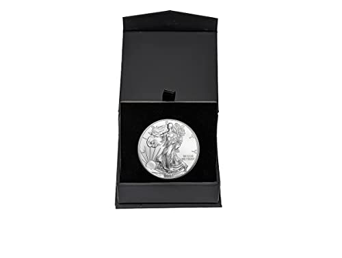2002 - U.S. Silver Eagle in Plastic Air Tite in Magnet Close Black Gift Box - Gem Brilliant Uncirculated Dollar US Mint Uncirculated