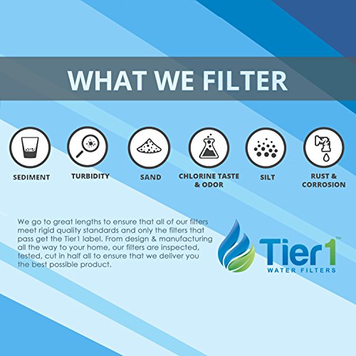 Tier1 30 Micron 10 Inch x 2.5 Inch Pleated Polyester Whole House Sediment Water Filter Replacement Cartridge Kit with O-ring and Lubricant | Compatible with Pentek R30, SPC-25-1030, Home Water Filter