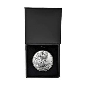 1999 - u.s. silver eagle in plastic air tite in magnet close black gift box - gem brilliant uncirculated dollar uncirculated us mint