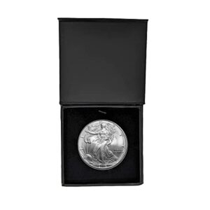 2006 - u.s. silver eagle in plastic air tite in magnet close black gift box - gem brilliant uncirculated dollar us mint uncirculated