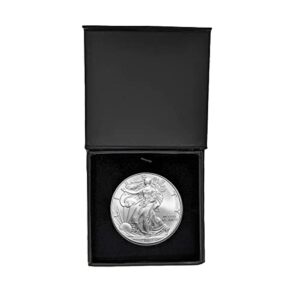 2007 - u.s. silver eagle in plastic air tite in magnet close black gift box - gem brilliant uncirculated dollar us mint uncirculated