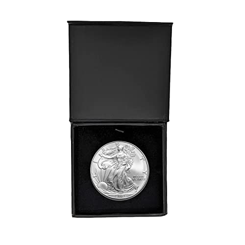 2007 - U.S. Silver Eagle in Plastic Air Tite in Magnet Close Black Gift Box - Gem Brilliant Uncirculated Dollar US Mint Uncirculated