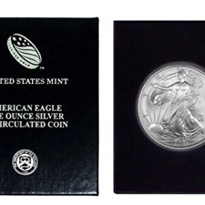 2005 - U.S. Silver Eagle in Plastic Air Tite in Magnet Close Black Gift Box - Gem Brilliant Uncirculated Dollar Uncirculated US Mint