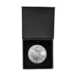 2004 - u.s. silver eagle in plastic air tite in magnet close black gift box - gem brilliant uncirculated dollar uncirculated us mint
