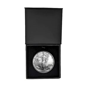 1992 - u.s. silver eagle in plastic air tite in magnet close black gift box - gem brilliant uncirculated dollar uncirculated us mint