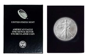 2012 - american silver eagle in plastic air tite and gift box with our certificate of authenticity dollar us mint uncirculated